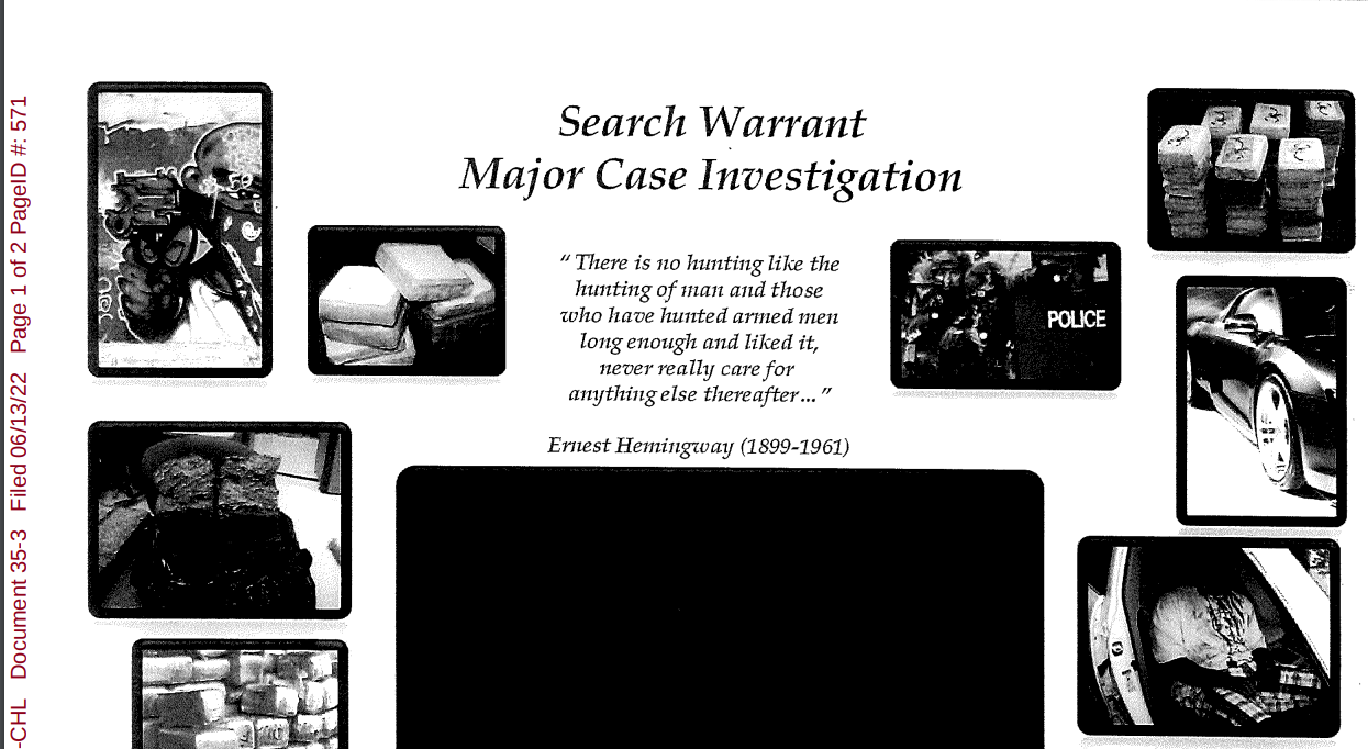 Search warrant training front page